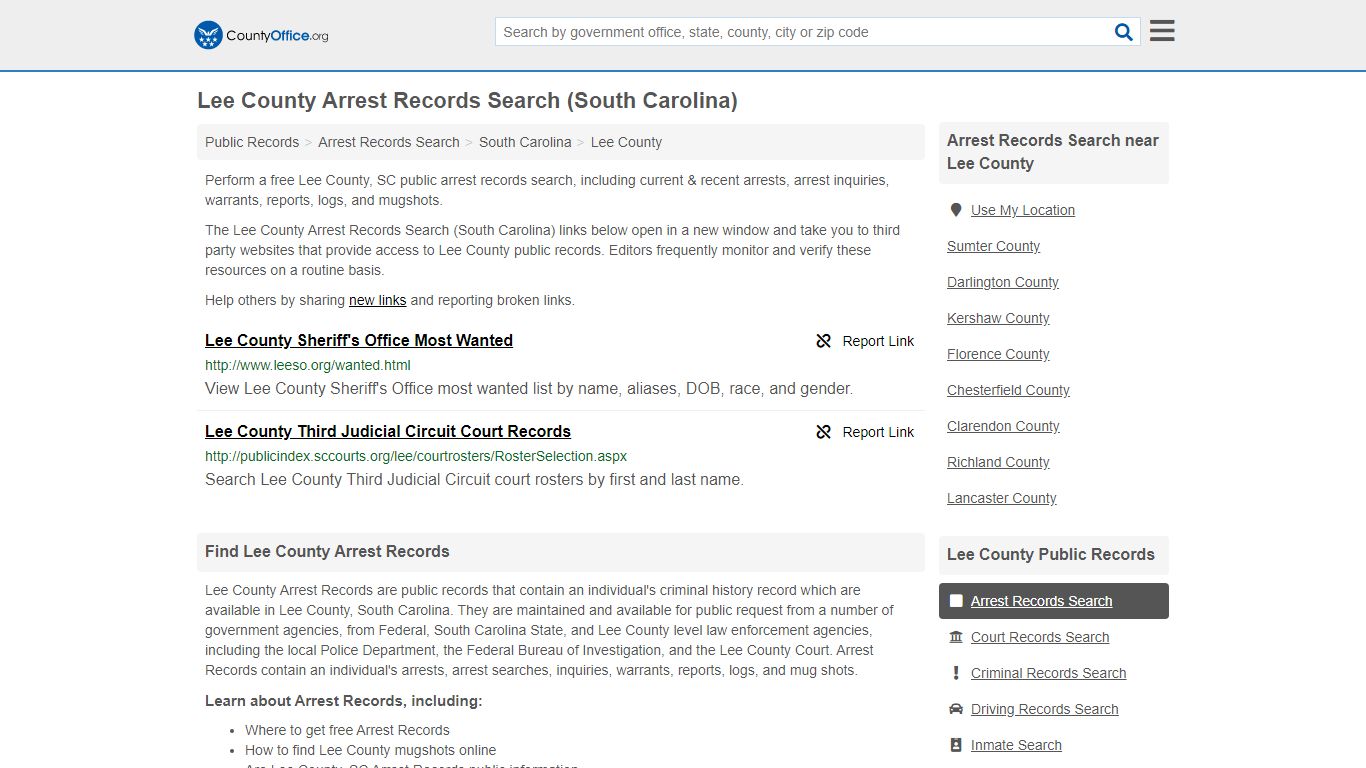 Arrest Records Search - Lee County, SC (Arrests & Mugshots)