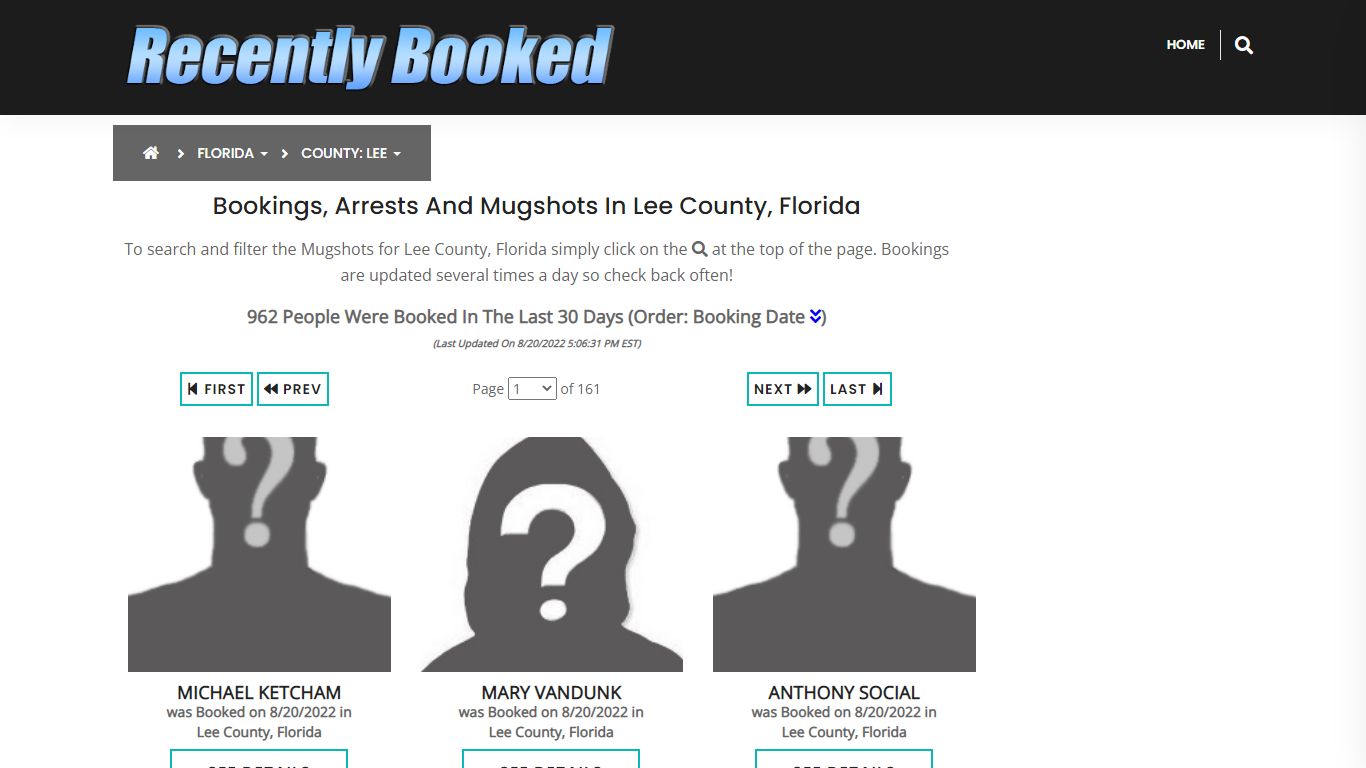 Recent bookings, Arrests, Mugshots in Lee County, Florida - Recently Booked